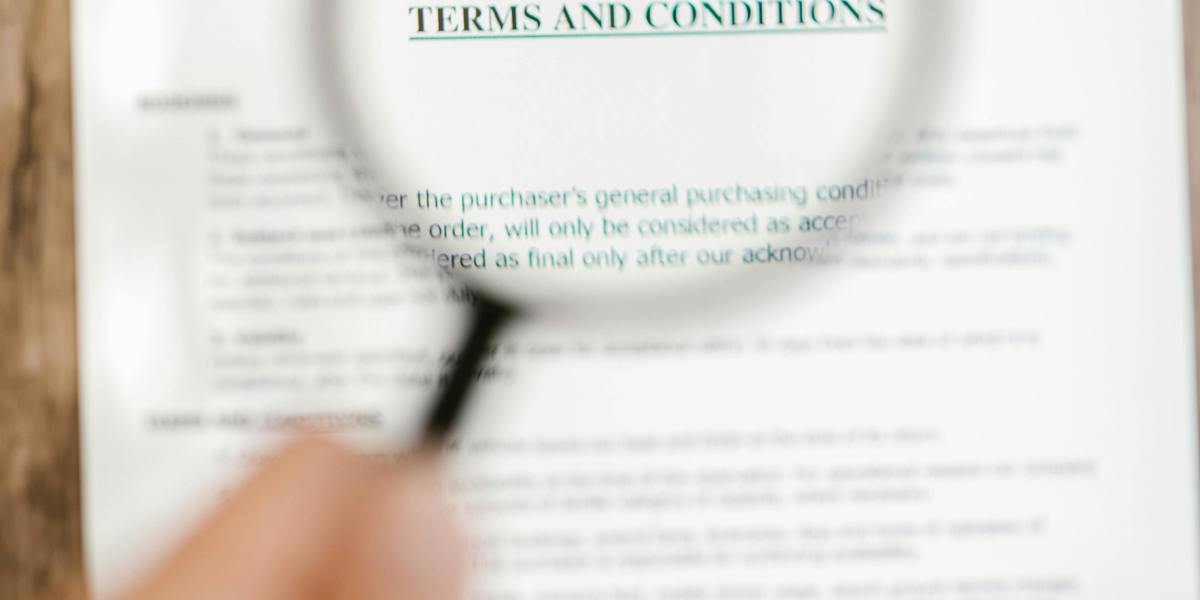 Terms and conditions paperwork